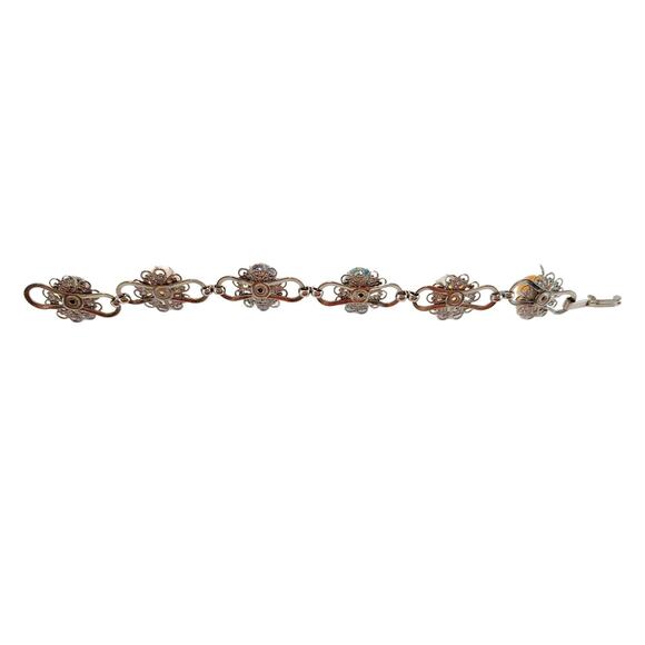 Vintage Gold Jewel Tone Lucite Cabochon Link Bracelet - Picture 5 of 10